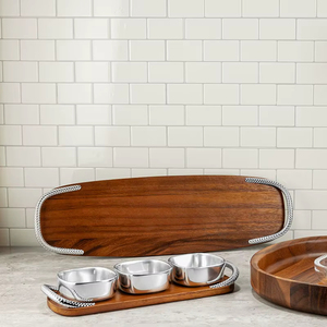 ถาดเสิร์ฟไม้กระถินเทศ ถาดชีสแบบถัก - Product Image 1