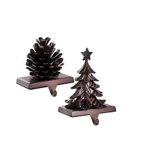 Porte-bas de Noël en cône de pin avec flocon de neige Cintres en métal marron pour les fournitures de vacances de Noël - Product Image 5