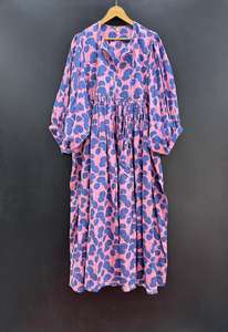 Vente à l'exportation de robe midi trapèze écologique en coton imprimé pour femmes tenue d'été décontractée motifs vibrants naturel inde - Product Image 3