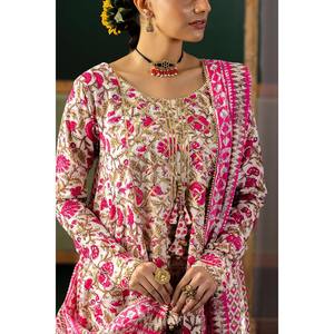 ชุดสูทผ้าลอนปักลายโกต้าสำหรับผู้หญิง 3 ชิ้น พร้อมผ้าคลุมไหล่พิมพ์ลาย รุ่น CL-62043 - Product Image 1