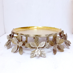 Aluminum Metal Round Shape Gold Finished 1 Tier <b>Cake</b> <b>Stand</b> Luxury handmade Hot Selling Highest Quality - Product Image 1