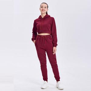 High Quality Wholesale <b>Zipper</b> <b>Hoodie</b> and Flared Pants Set Customize Sweat suit With Logo <b>Red</b> Sweat Suits Women Tracksuit - Product Image 5
