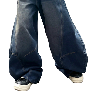 Jeans de Mezclilla Azul Oscuro para Hombre, Corte Ancho, Estilo Casual, Moda Urbana, Pantalones de Estilo Vintage, Corte Relajado, Largos, a la Moda - Product Image 6