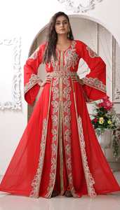 ชุดราตรีสีม่วงธรรมชาติเรียบง่ายสวยงามสไตล์ดูไบแบบอาหรับ ประดับลูกปัด แขนยาว ชุดกาฟตันแบบโมร็อกโก ชุดราตรีสำหรับชาวมุสลิม - Product Image 5