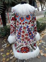 Personnaliser la nouvelle mode femmes Teddy fourrure veste d'hiver long manteau en fausse fourrure Suzani broderie en gros femmes vêtements d'hiver nouveau