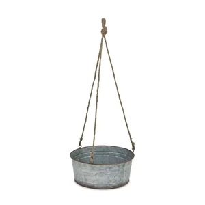 Maceta colgante con acabado galvanizado para decoración interior y exterior Macetas colgantes redondas de cadena de hierro con flores frescas - Product Image 6