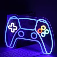 Lumière néon LED pour manette de jeu - Alimentation USB - Décoration murale pour salle de jeu - Design rétroéclairé type PS/Xbox pour voiture, hôpitaux, salon