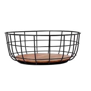 Acabado recubierto de polvo negro, cesta de fruta profunda de Metal de alambre respetuoso con el medio ambiente, cesta de almacenamiento decorativa curvada a mano - Product Image 2