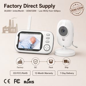 Monitor para Bebés de 3.5" LCD 720P con Tarjeta TF, Grabación en Bucle, Sin WiFi, Cámara FHSS de 2.4GHz, Visión Nocturna IR, <span class=keywords><strong>Audio</strong></span> Bidireccional - Product Image 1
