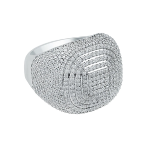 แหวนเงินผู้ชายสไตล์ฮิปฮอปหรูหรา ประดับเพชรโมอิสซาไนต์ ชุบโรเดียม ดีไซน์แรงบันดาลใจจากงานแต่งงาน สะท้อนแสงได้สูงสุด - Product Image 2