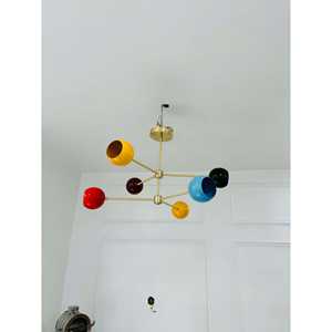 Lustre Sputnik à 6 bras avec abat-jour multicolores et volets - Product Image 2
