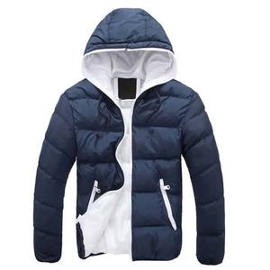 Chaqueta acolchada de lona con cremallera y capucha para hombre, cuello alto, con logo frontal, ideal para invierno y actividades al aire libre. - Product Image 6