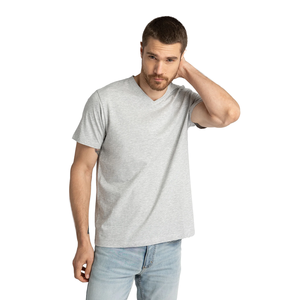 Proveedor de Bangladesh, camiseta de Color sólido informal personalizada de alta calidad para hombre, camiseta en blanco frontal transpirable ecológica con cuello en V ajustado - Product Image 3