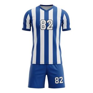 Uniforme de Fútbol Personalizado Azul Neón Verde, Diseño Abstracto Sublimado, Conjunto de Fútbol 100% Poliéster de Secado Rápido, Pantalones Cortos, Venta al Por Mayor - Product Image 2