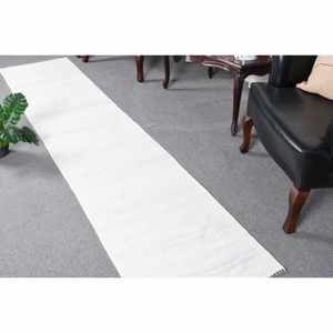 Moderne Blanc 2x9.3ft Grande Surface Tapis Turc Laine Matériel Latex Support Patchwork pour Adolescent Salon Couloir Décorations - Product Image 1