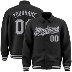 Bomber negro personalizado Full-Snap Varsity Letterman Chaqueta de dos tonos Fabricante Empresa Uniformes deportivos para la temporada de otoño - Product Image 6