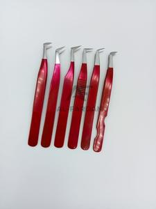 Pinzas rusas para pestañas con volumen, pinzas para extensión de pestañas de acero inoxidable con punta puntiaguda sostenible de Color reflectante rojo - Product Image 3