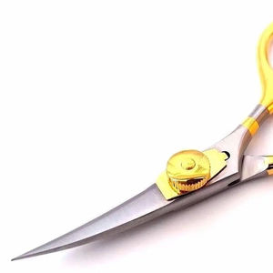 Tijera de afeitar para atar moscas curvada 5 "Super Blades perilla ajustable bucles dorados - Product Image 1