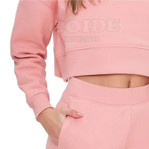 2025 Material polar mujer Crop Top Sudadera con capucha nueva llegada venta al por mayor de alta calidad logotipo personalizado mujeres Crop Top - Product Image 5