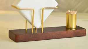 Tabletop Accessories Gold Finished Metal Stainless Steel Napkin Holder <b>Paper</b> Customized Design Metal <b>Tissue</b> Roll Stand - Product Image 3