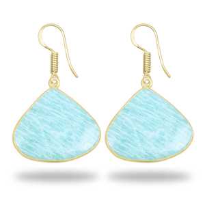 Women's Earring High End Natural amazonite Earring Gemstone Birthstone Christmas Handmade Jewelry Silver plated brass Earring - Product Image 6