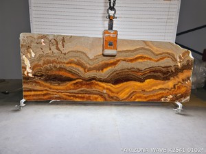 2025 Arizona Onyx Wave Or Marbre Haute Qualité Lisse Contemporain Pierre Naturelle Carré pour Villa De Luxe Décorations Extérieures - Product Image 5