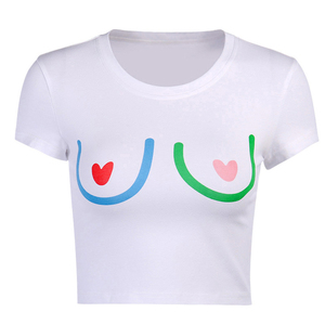 Tops cortos para mujer, ropa de verano, Top corto Sexy de algodón para mujer, camisetas en blanco para mujer, camisetas cortas, camisetas - Product Image 6
