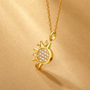 Collier d'amitié Jeulia en argent sterling avec motif soleil céleste - Chaîne géométrique tendance, idéal pour un cadeau - Product Image 6