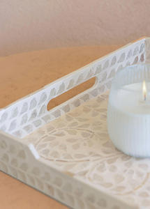 Une pièce de déclaration parfaite idéale pour la décoration de la maison servant la main incrustation Capiz plateau en nacre avec poignées - Product Image 2