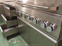 Meuble de cuisine extérieur moderne personnalisé en gros avec évier, robinet, charnière et panier de rangement, ensemble barbecue en acier inoxydable 304