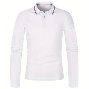 T-shirt polo orange coupe ajustée pour homme Vêtements streetwear basiques confortables en coton avec col chic Motif solide sans logo Top - Product Image 1