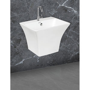 อ่างล้างหน้าเซรามิกสีขาวติดผนังอ่างล้างมือ100% ล้างมือทรงรีพร้อมดีไซน์ที่เป็นเอกลักษณ์ของแท้สไตล์หรูหรา - Product Image 1