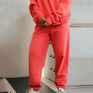 Qualité supérieure Établi Coupe Décontractée Jogger Corail Rouge 100% Coton Polaire Tissu Gym Porter Des Pantalons De Survêtement Pantalons Pour Femmes - Product Image 1