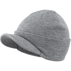 Bonnet d'hiver pour hommes Bonnet double tricot chaud et respirant de couleur cendré avec bord Personnalisé OEM Mode Prix bon marché 2025 - Product Image 1