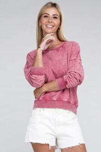 Sudadera Vintage Negra Extra Grande para Mujer 2023, 350 g/m², 100 % Algodón, Cuello Redondo, Lavado Ácido, Impresión de Logotipo Personalizado - Product Image 5