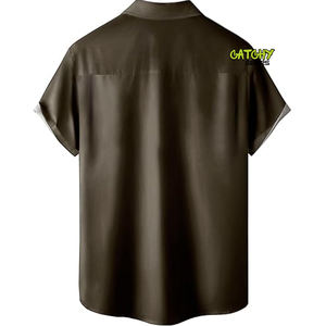 2024 été nouveau décontracté 100% Polyester plage vacances boutons impression à manches courtes chemises hawaïennes pour hommes - Product Image 3