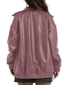 Chaquetas de Cuero Genuino para Mujer al por Mayor, Chaqueta Sólida de Manga Larga para Mujer, Diseño OEM, Logotipo, Chaqueta de Cuero Transpirable de Color Marrón - Product Image 5