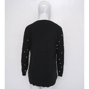 เสื้อสเวตเตอร์ปักลายของผู้หญิง, เสื้อกันหนาวทรงหลวมใส่สบายสีดำไซส์ใหญ่พิเศษสำหรับผู้หญิงน้ำหนักเบาใส่สบาย - Product Image 4