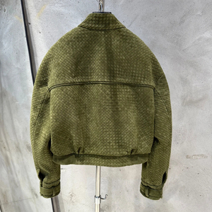 Chaqueta de Cuero Bomber 2025, Chaqueta de Cuero Genuino Natural para Mujer, Chaquetas de Cuero Tejido - Product Image 4