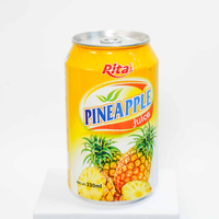 330ml blikje sap met vruchtvlees en ananassmaak, Vietnamese fabrikant, export, natuurlijke drank, verpakt in blikjes.