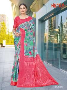 New <b>Design</b> Floral Pattern Ethnic India <b>Bandanas</b> Lunch Turkey Faux Georgette Eco-Friendly Stretchable Uniforms Saree Collection - Product Image 2