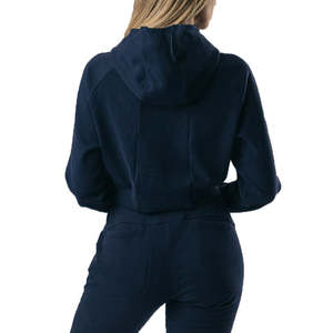 Servicio de OEM por encargo señora Crop Top sudaderas con capucha mujeres de manga larga pulóver Jogging Crop Top Sudadera con capucha - Product Image 4