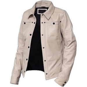 2024แจ็คเก็ตหนังแกะสำหรับผู้หญิงคอเสื้อเสื้อระบายอากาศได้ดีดีไซน์ใหม่ล่าสุด - Product Image 3