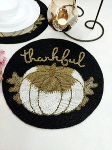 Sets de table perlés, coton indien orné à la main, rond, pour table, exportateur, fournisseur en gros, décoration artisanale, approvisionnement en vrac - Product Image 6