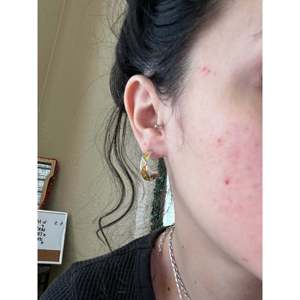 Navajo Made Geometric Opal & <b>Sterling</b> <b>Silver</b> Hoop Post <b>Earrings</b> - Product Image 2
