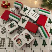 Mahjong Américain Personnalisé de Noël en Gros, 160 Tuiles, Motif Bonhomme en Pain d'Épices et Canne à Sucre, Ensemble de Jeu Festif