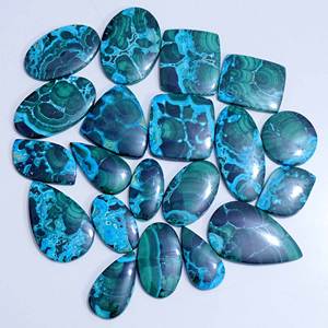 Belle pierre précieuse en vrac de malachite de chrysocolle naturelle tout mélange de forme et de taille pierre précieuse de cabochon de chrysocolle pour la fabrication de bijoux - Product Image 3