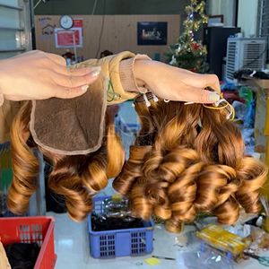 Prix de gros Ensemble d'extensions de cheveux rebondissants avec fermeture, couleur personnalisée à partir de vrais cheveux humains - Product Image 4