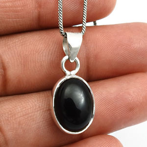 Precio al por mayor de alta calidad, Plata de Ley 925, piedra preciosa de ónix negro Natural, forma ovalada, colgante Hippie para fiestas de cumpleaños - Product Image 5