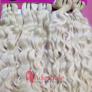 613 cuerpo Rubio blanqueado ondulado doble trama 100 gramos Paquete de cabello Remy extensiones de cabello crudo indio - Product Image 2